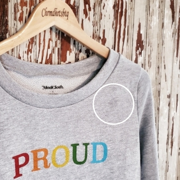 ModCloth Graphic Sweatshirt Grey Print Size S - Picture 6 of 10